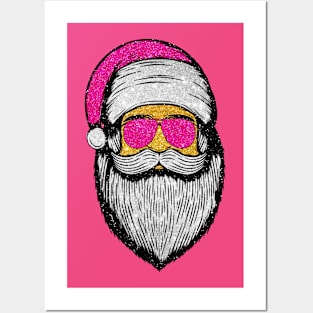 Pink Santa Claus, Christmas Lights Pink Santa Posters and Art